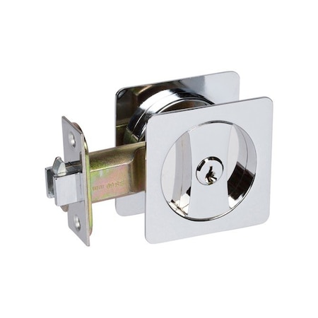 Delaney Hardware Contemporary Square Polished Chrome Entry Door Sliding Pocket Door Lock 370006